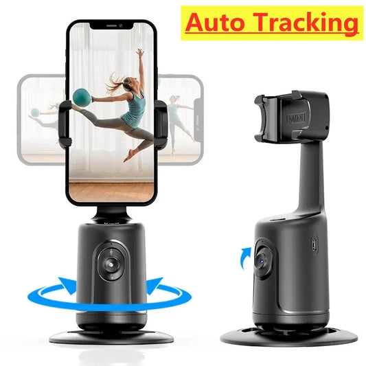 AI Smart Gimbal: 360 Auto Face Tracking Phone Holder for Smartphone Videos, Vlogs, Live Streaming - Stabilizer Tripod Included